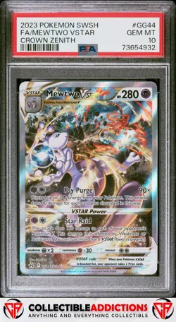 2023 Pokemon Sword And Shield Crown Zenith #GG44 Mewtwo Vstar PSA 10 - Image 1