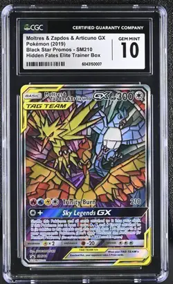 Pokemon 2019 Moltres & Zapdos & Articuno GX SM210 Black Star Promo CGC 10 - Image 1