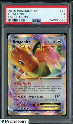 2016 Pokemon XY Evolutions #72 Dragonite Ex PSA 5 EX - Image 1