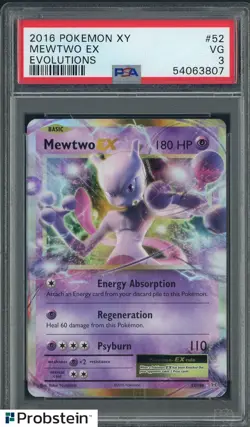 2016 Pokemon XY Evolutions #52 Mewtwo Ex PSA 3 VG - Image 1