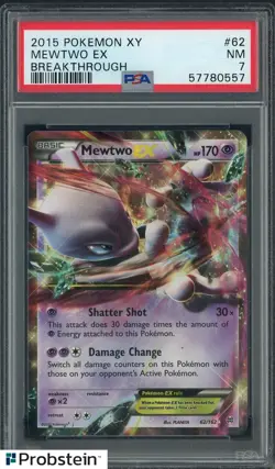 2015 Pokemon XY Breakthrough #62 Mewtwo Ex PSA 7 NM - Image 1