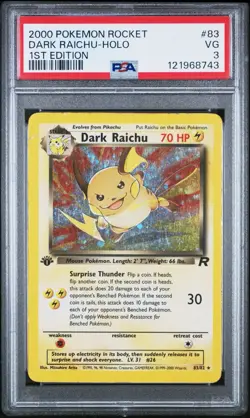 PSA 3 Dark Raichu 1st Edition Holo Team Rocket #83 2000 Pokemon WoTC VG - Image 1
