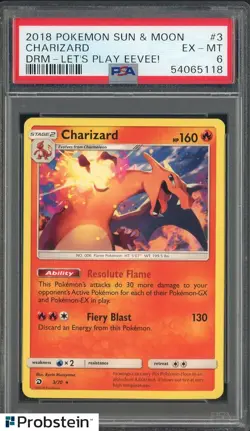 2018 Pokemon Sun & Moon Dream Let's Play Eevee! #3 Charizard PSA 6 EX-MT - Image 1