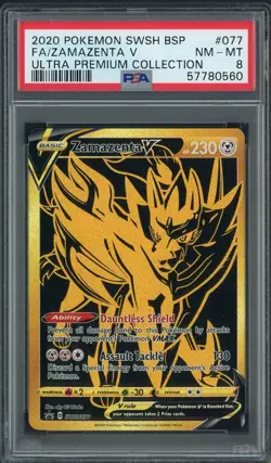 2020 Pokemon SWSH BSP Ultra Premium Collection #077 FA Zamazenta V PSA 8 - Image 1