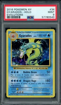2016 Pokemon XY Evolutions #34 Gyarados - Holo PSA 9 MINT - Image 1