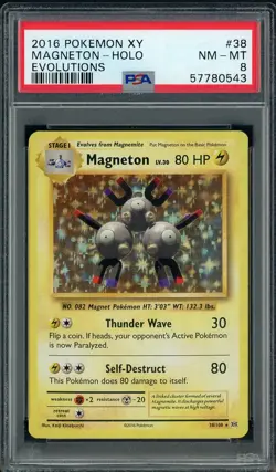 2016 Pokemon XY Evolutions #38 Magneton - Holo PSA 8 NM-MT - Image 1