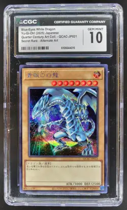 2025 YU-GI-OH! JAPANESE BLUE-EYES WHITE DRAGON SECRET RARE ALT ART CGC 10 D RC7 - Image 1