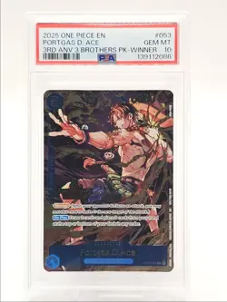 PORTGAS D. ACE 2025 ONE PIECE 3RD 3 BROTHERS PACK WINNER PSA 10 Q6095 - Image 1