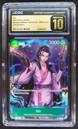 2024 ONE PIECE CCG IZO BANDAI GAMES FEST OP01-033 CGC 10 PRISTINE C RC7 - Image 1