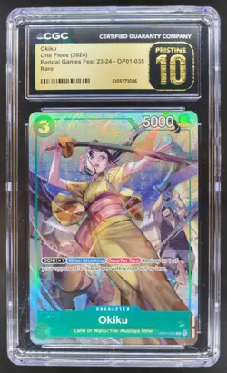 2024 ONE PIECE CCG OKIKU BANDAI GAMES FEST RARE OP01-035 CGC 10 PRISTINE C RC7 - Image 1