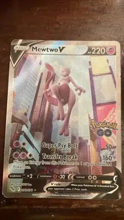 Pokemon Go Mewtwo V Alternate Full Art Holo Card 072/078 Near Mint - Image 1