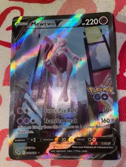Pokemon Go Mewtwo V Alternate Full Art Holo Card 072/078 Near Mint - Image 2