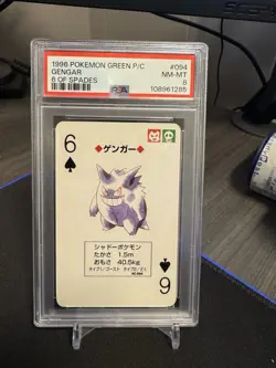 1996 Pokemon Poker Playing Card Gengar 6 of Spades Green Deck PSA 8 - Image 1