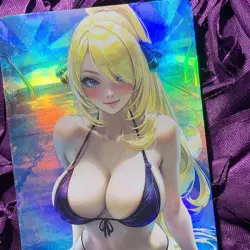 Cynthia TRAINER TRIO OOTD Goddess ACG Waifu Anime Holo Girl Card 2 - Image 2