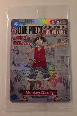 One Piece Monkey D. Luffy College Basketball US Voyage Promo Card P-055 SEALED - Image 1