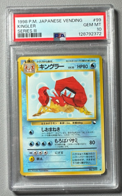 1998 Pokemon Japanese Vending Series III 3 #99 Kingler PSA 10 Graded Card - Image 1