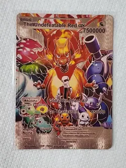 The Undefeatable Red GX Rose Gold Foil Fan Art Card HP7500000 Gotta Win Them All - Image 1