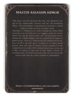 MapHammer Magic Items Unchained D&D Item Card - Master Assassin Armor - Image 2