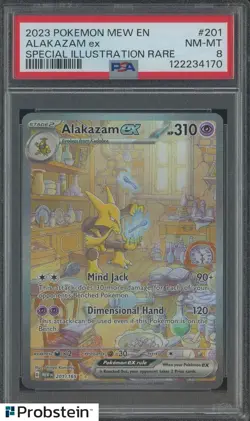 2023 Pokemon Mew EN Special Illustration Rare Card 151 #201 Alakazam Ex PSA 8 - Image 1