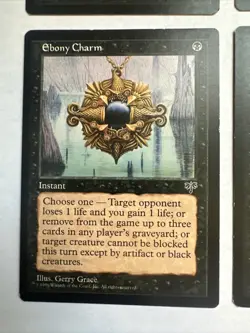 Ebony Charm Mtg X4 Mirage Ex Condition See Pics Front Back - Image 2