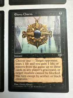 Ebony Charm Mtg X4 Mirage Ex Condition See Pics Front Back - Image 3