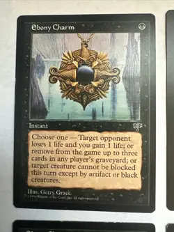 Ebony Charm Mtg X4 Mirage Ex Condition See Pics Front Back - Image 5