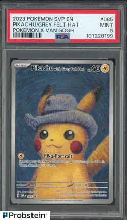 #1 2023 Pokemon SVP EN Pokemon X Van Gogh #085 Pikachu with Gray Felt Hat PSA 9 - Image 1