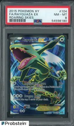 2015 Pokemon XY Roaring Skies #104 Rayquaza Ex FA PSA 8 NM-MT - Image 1