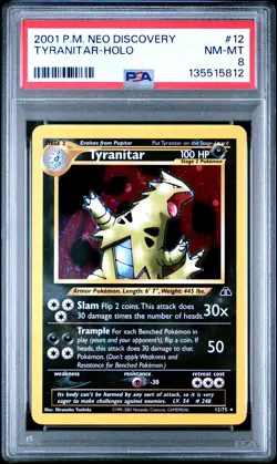 2001 POKEMON NEO DISCOVERY #12 TYRANITAR-HOLO PSA 8 - Image 1