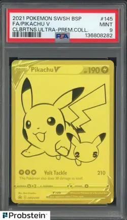 2021 Pokemon SWSH BSP Ultra Premium Coll Celebrations #145 Pikachu V FA PSA 9 - Image 1