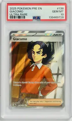 2025 POKEMON PRE EN-PRISMATIC EVOLUTIONS ULTRA RARE #138 GIACOMO PSA 10 - Image 1