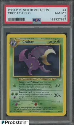 2001 Pokemon Neo Revelation #4 Crobat Holo PSA 8 NM-MT - Image 1