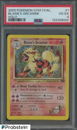 2000 Pokemon Gym Challenge #1 Blaine's Arcanine Holo PSA 4 VG-EX - Image 1