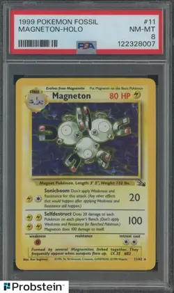 1999 Pokemon Fossil #11 Magneton Holo PSA 8 NM-MT - Image 1