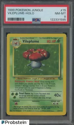 1999 Pokemon Jungle #15 Vileplume Holo PSA 8 NM-MT - Image 1