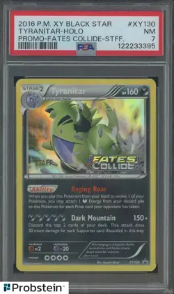 2016 Pokemon XY Promo Fates Collide Staff #XY130 Tyranitar Holo BSP PSA 7 NM - Image 1