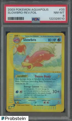 2003 Pokemon Aquapolis #33 Slowbro Reverse Foil PSA 8 MN-MT - Image 1