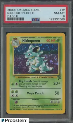 2000 Pokemon Game #12 Nidoqueen Base II PSA 8 NM-MT - Image 1