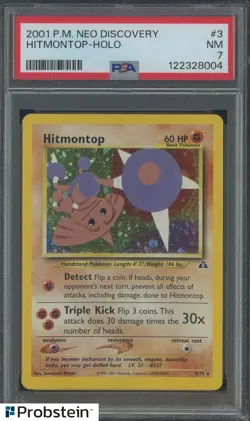 2001 Pokemon Neo Discovery #3 Hitmontop Holo PSA 7 NM - Image 1
