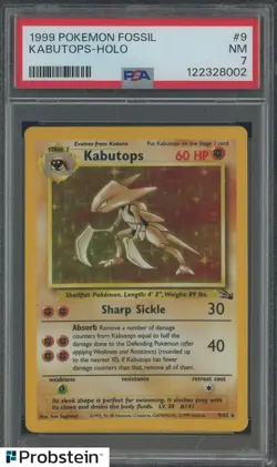 1999 Pokemon Fossil #9 Kabutops Holo PSA 7 NM - Image 1