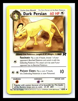 💥 Dark Persian Pokemon TCG 2000 (Team Rocket Set) Non Holo Vintage # 42/82 - Image 1