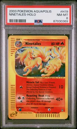 2003 Pokemon Aquapolis #H19 Ninetales-Holo PSA 8 - Image 1