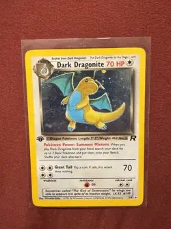 2000 Pokemon Rare 1st Edition #5 Dark Dragonite Holo High PSA Grade Potential - Image 1