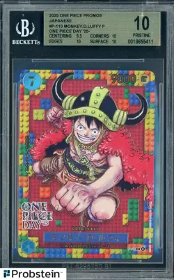 2025 One Piece Promos Japanese P-110 Monkey D. Luffy P One Piece Day '25 BGS 10 - Image 1