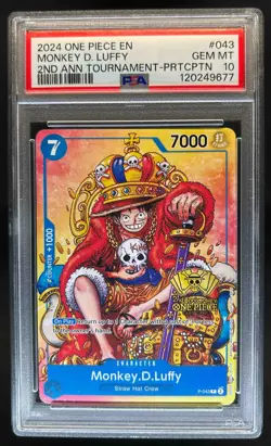 2024 One Piece EN Monkey D. Luffy 2nd Anniversary Tournament Promo #P-043 PSA 10 - Image 1