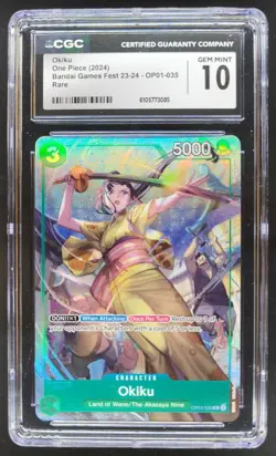 2024 ONE PIECE CCG OKIKU BANDAI GAMES FEST RARE OP01-035 CGC 10 D RC7 - Image 1