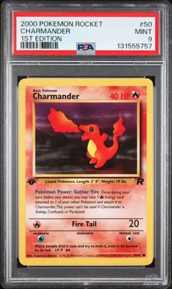Charmander - 50/82 1st Edition Team Rocket Pokemon Card PSA 9 MINT - Image 1