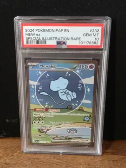 2024 POKEMON PAF EN-PALDEAN FATES SPECIAL ILLUSTRATION RARE #232 MEW EX PSA 10 - Image 1