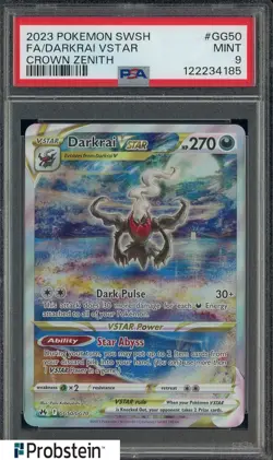 2023 Pokemon SWSH Crown Zenith #GG50 Darkrai Vstar Fa PSA 9 MINT - Image 1