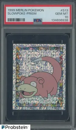 1999 Pokemon Merlin #S13 Slowpoke Prism PSA 10 GEM MINT - Image 1